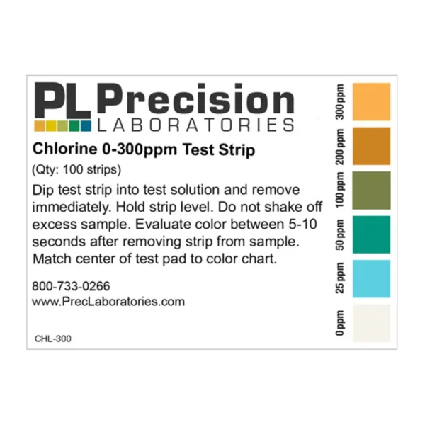 Low Level Chlorine Strips, 0-300 ppm