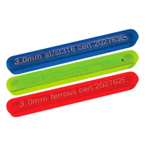 Metaldetektortestbit rektangulär 100×20×20 mm, SS316