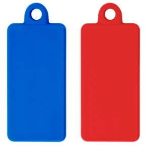 Detekterbara nyckelringstaggar (25×60 mm), blå