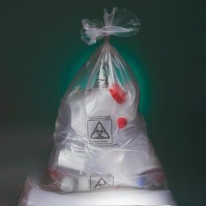 Autoklavpåsar 500 st. med biohazard-logotyp, 33 L